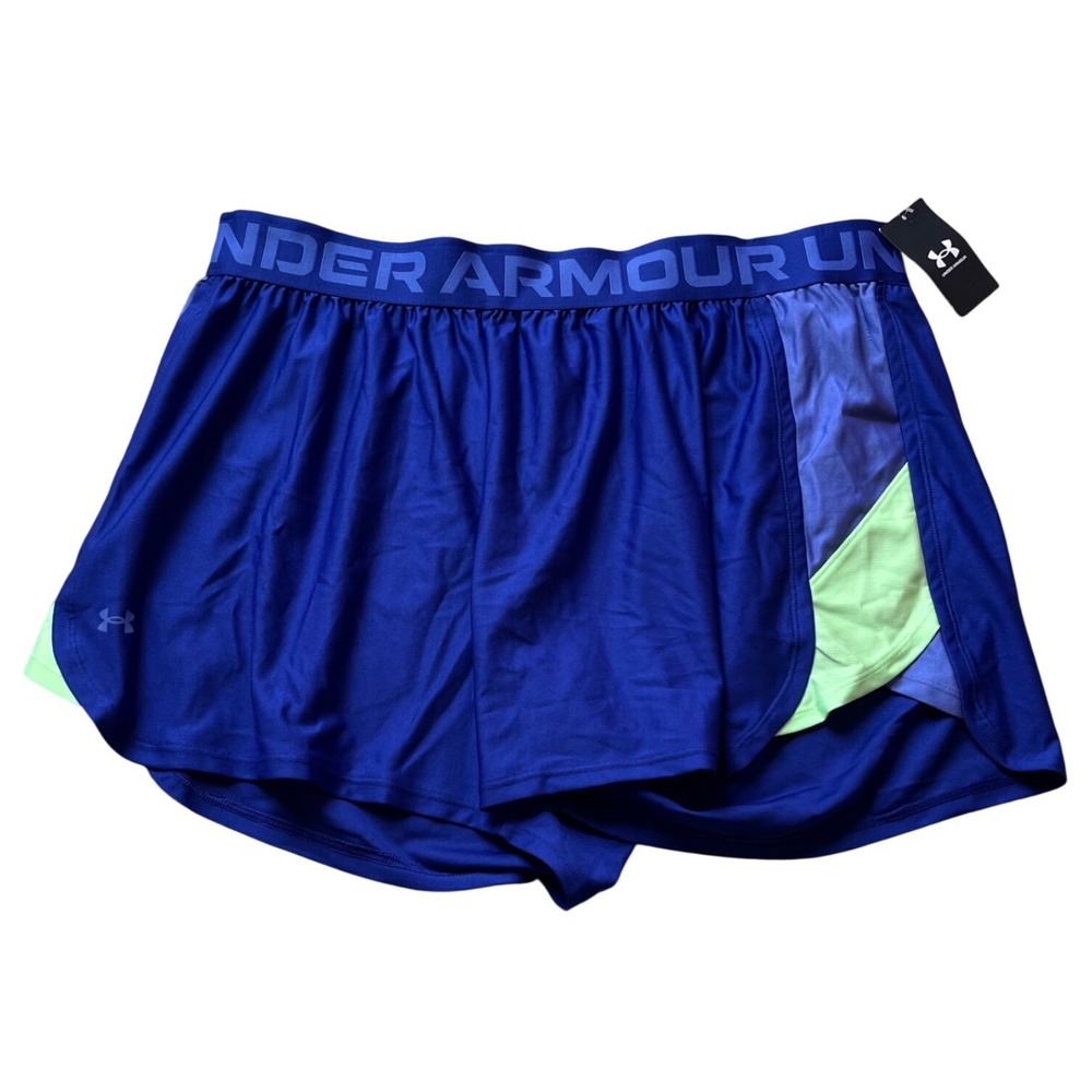 Under Armour Womens Play Up 3.0 Twist Shorts Blue Neon 2X 1371451 NWT